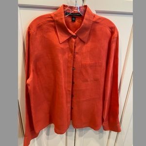Ellen Tracy Linen Button Down Blouse, 16